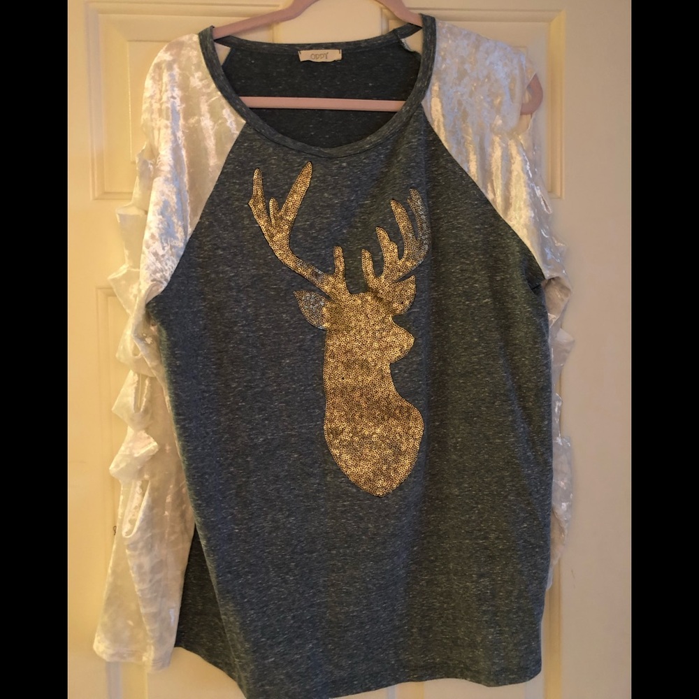Long sleeve crushed velvet shirt